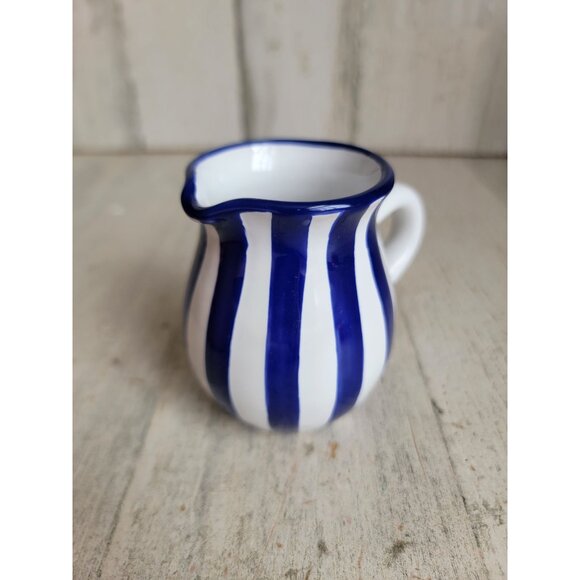 City to cottage mini creamer picture dark blue striped tea coffee‎ - Picture 3 of 7